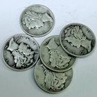 MERCURY SILVER DIMES LOT OF 5, 90% SILVER CIRCULATED COINS FREE SHIPPING #8995