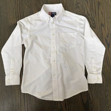 Chaps Boys White Button Down Collared Dress Long Sleeve Shirt Top Sz 10