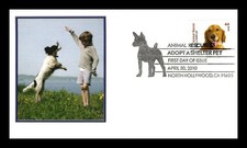 DOG PUPPY   ANIMAL RESCUE BOY & DOG 2010 FLEETWOOD CACHET FDC UNADDR