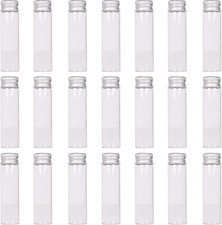 24 Glass Small Bottles 20ml Mini Jars with Screwed Metal Lids Clear Tiny Vials A