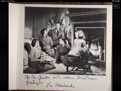 BECKETT Original DOUGLAS FAIRBANKS JR signierte Weihnachtskarte + Lord Snowdon   