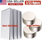 1/2/4pcs Huge Round/Block Neodymium Magnets Super Strong N52 Large Magnet Max US