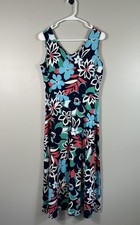 Talbots Dress Womens Small Petite Blue Floral Jersey Maxi
