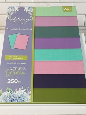 NEW Crafters Companion Hydragea Coll 8.5x12 Linen Paper 3 Ea 8 Colors 250 Gsm
