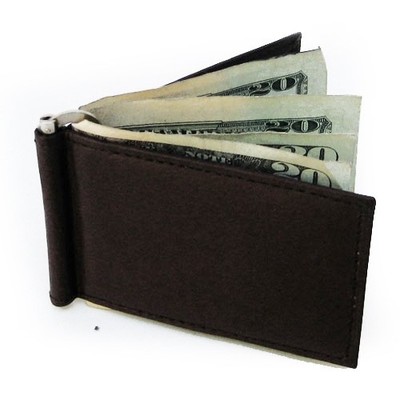 Genuine Leather Men's Spring Money Note Clip Simple Plain Bifold Wallet