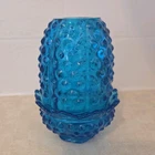 Fenton Colonial Blue Hobnail Fairy Lamp Candle Holder