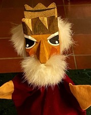 Handpuppe - Holz-Stoff - Märchenfigur König...