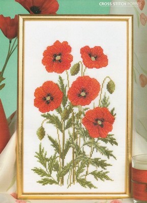 Mohnblumen Sommerblume Floral Kreuzstichkarte Neu Stiche Mary Hickmott