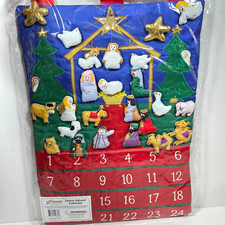 Nativity Advent Calendar Vermont Christmas Co Tidings Joy Fabric Hanging Pocket