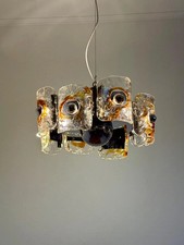 Lampadario Vintage Ambra Murano Cromato di Toni Zuccheri per Mazzega/Space Age