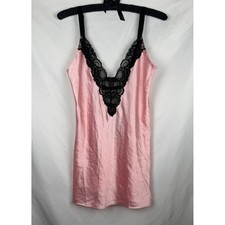 NWT Victoria's Secret Pink Satin Lace Chemise Slip Nightgown Backless V-Neck Lg