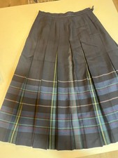 James Pringle Weavers Inverness Wool Pleated Plaid Skirt Sz 12 Length 31 in Blue
