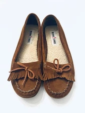 Minnetonka Brown Moccasins Size 8.5 Shoes Boho Bohemian Casual Western GUC