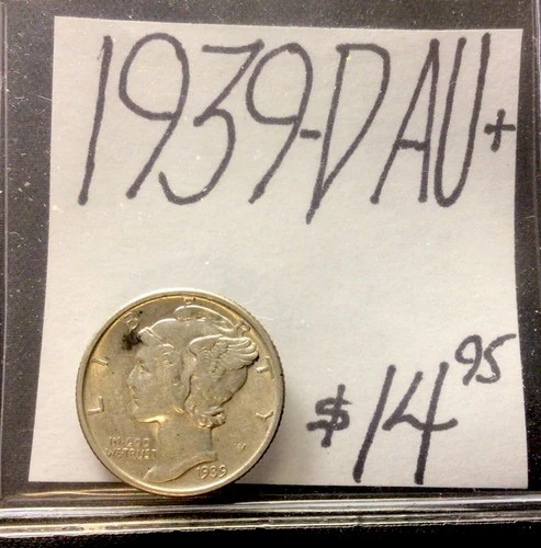 1939 D Mercury Silver Dime AU+! ENN Coins