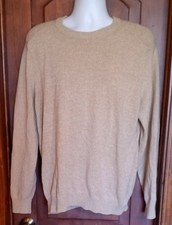 IZOD Beige Pullover Cotton Blend Golf Sweater Men's Large Crew neck NICE