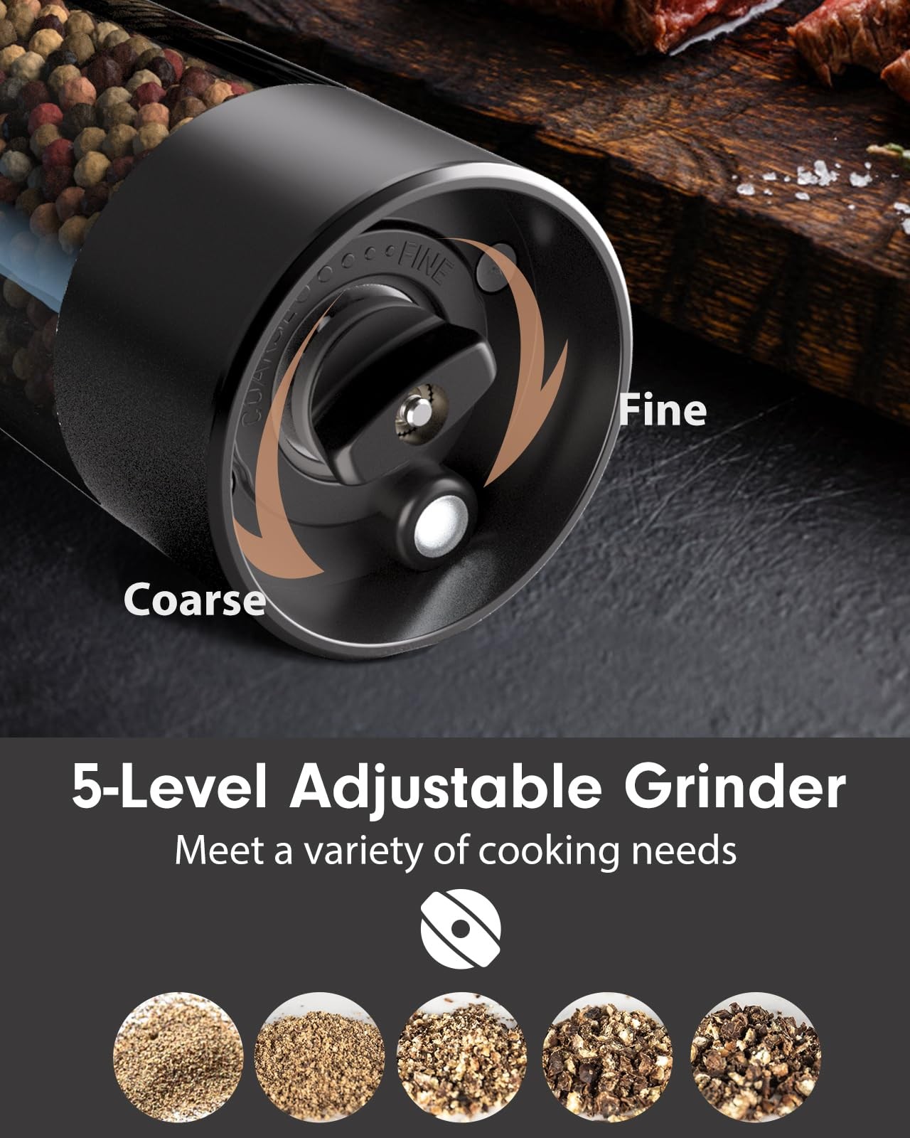 TOMEEM Upgraded Larger Capacity Electric Salt and Pepper Grinder Set Recharge...