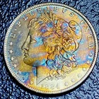 114 💎 1884-O AU++$1 Morgan Silver Dollar Phenomenal RAINBOW colors UT