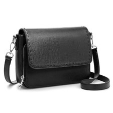 Leather Crossbody Bags for Women Black Crossbody Purse with Built in Wallet S...