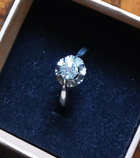 bague en or gris et diamant taille ancienne 0,25 carat  poids 3 gr