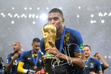 A3 A4 Framed Photo Signed Kylian Mbappe France Holding The World Cup (2)