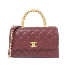 Chanel Coco Handle Calfskin Bag Women Brown One Size