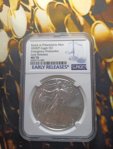 2020 P American Silve Eagle Emergency Production NGC MS 70 Early Release EA128