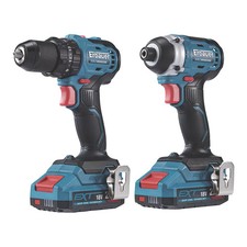 Erbauer 18V 2x Li-Ion Brushless Cordless Combi Drill and Impact Driver Twin Pack