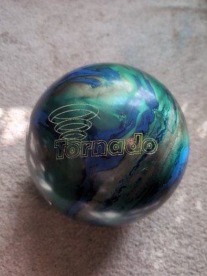 EBONITE TORNADO BOWLING BALL 12 LB. 2nd Drilling Green Blue Swirl