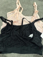 Auden Size XL Black Pink Lace Lightly Lined Scoop Neck Pullover Bralette x4