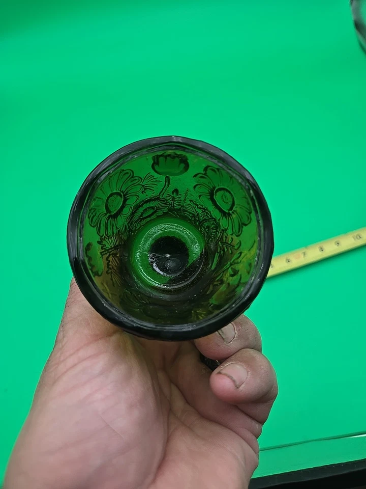 Homco Votive Candle Holder Peg Green Glass Home Interiors Flowers Glows Daisy - Image 2 of 3