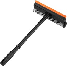 2 in1 Window Squeegee for Car Window Cleaner with 16inch Long Handle Black