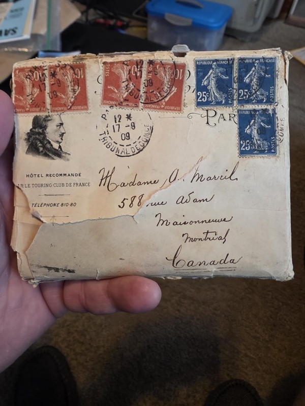 1909 LOVE LETTER Handwritten Paris France to Montreal Canada Pre WWI Era