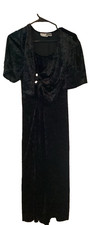 Vintage Stacey Tyler Black Crushed Velvet Maxi Dress Plus Size 24 made in USA