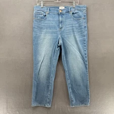 Loft Outlet Boyfriend Jeans Womens 12 Petite Blue Denim Straight Leg Light Wash