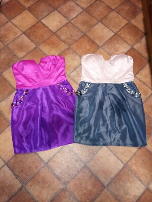 Robe Bandeau Lipsy Taille 14 Couleur Pêche & Gris – Occasion Très Bon état, Poches à Paillettes