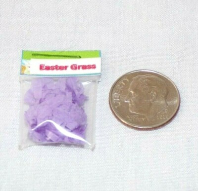 Dollhouse Miniature Easter Egg Basket Grass 1:12 Store Display Package Purple