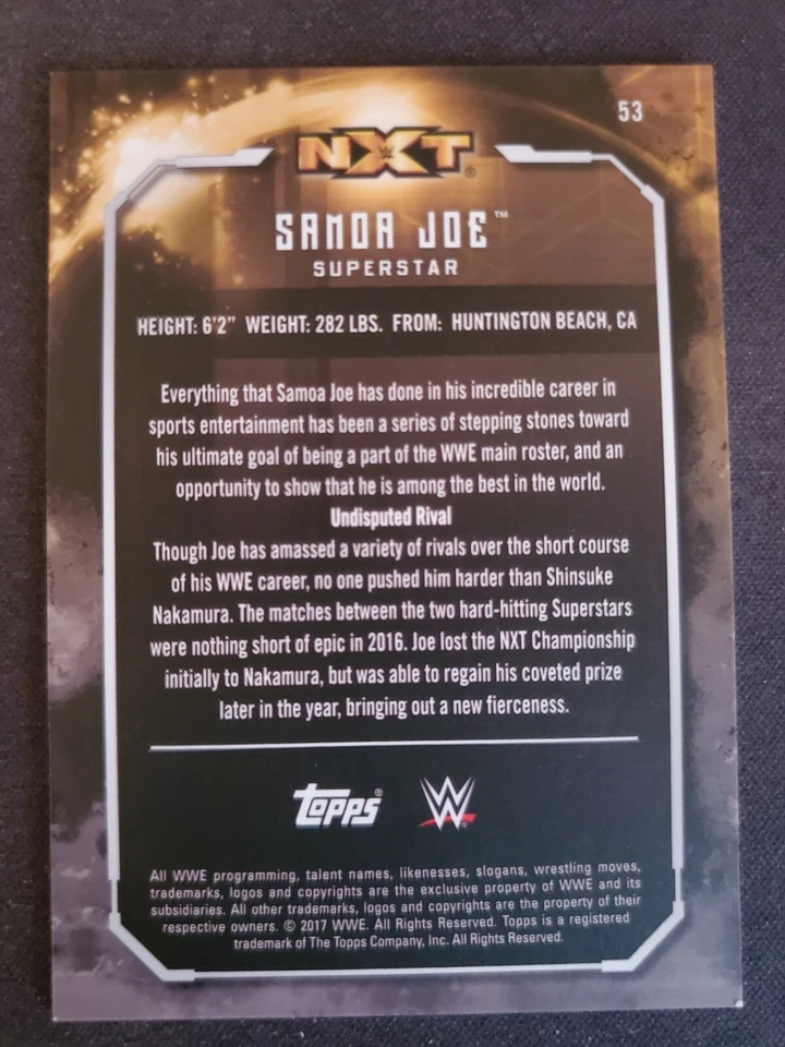 2017 Topps WWE Undisputed Superstar NXT #53 SAMOA JOE - Image 2 of 2