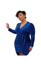 Torrid At The Knee Velvet High Slit Gathered Faux Wrap Dress Size 20 NWT