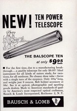 Bausch  Lomb Telescope Ten Power Balscope Vintage Print Ad 1963