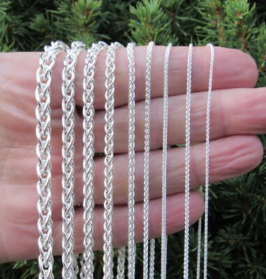 Wheat / Spiga Chain Necklace or Bracelet Made in Italy Solid 925 Sterling Silver