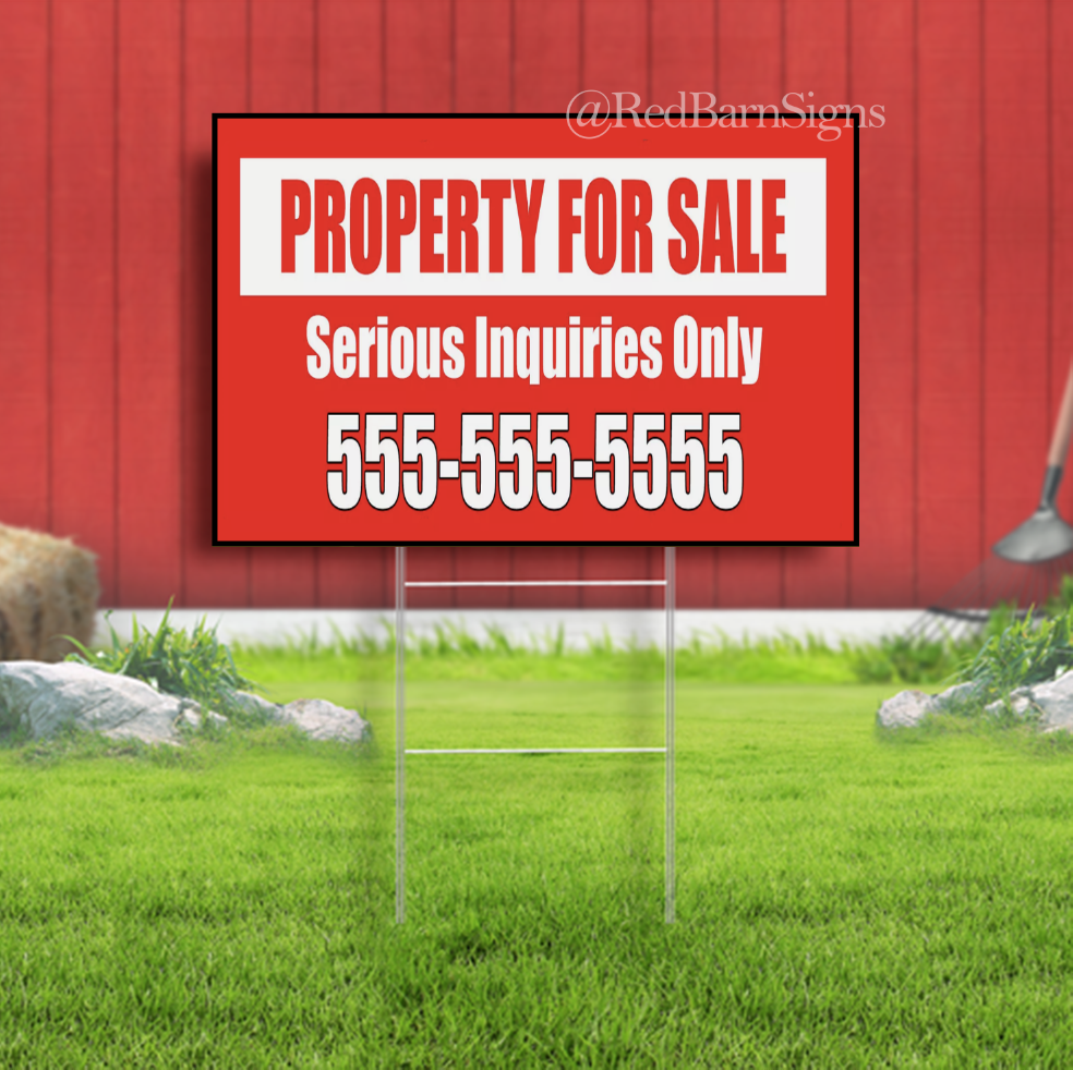 PROPERTY FOR SALE SERIOUS INQUIRIES CUSTOM Yard Sign with metal stakes ...