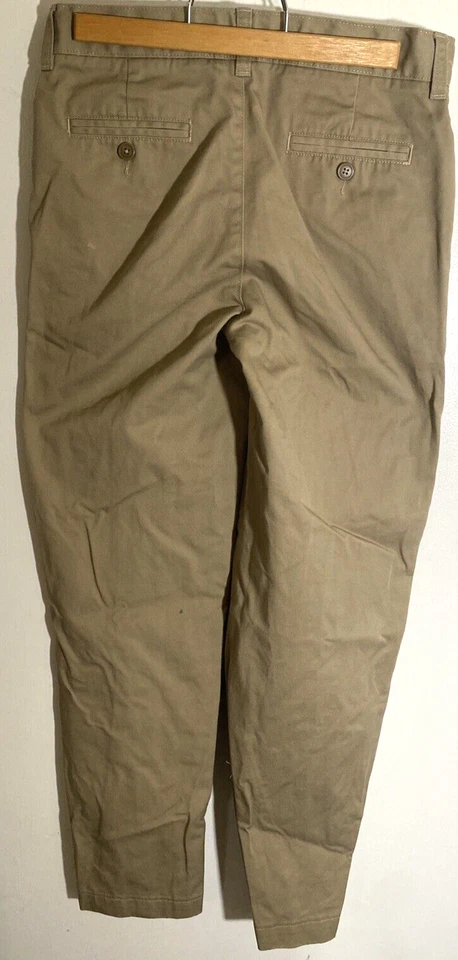 Lands End Kids хаки униформа Chino брюки для мальчиков размер 16 бежевый регулируемая талия плоский - Изображение 2 из 4
