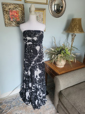 Express Black White Abstract Strapless Sleeveless Long Maxi Dress Womens 12
