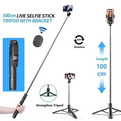 Phone Tripod & Selfie Stick 100cm All in One Extendable Tripod for Smartphone