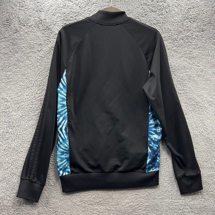 Adidas Men's Medium Blue Black Tie Die Full Zip Track Jacket Workout Activewear
