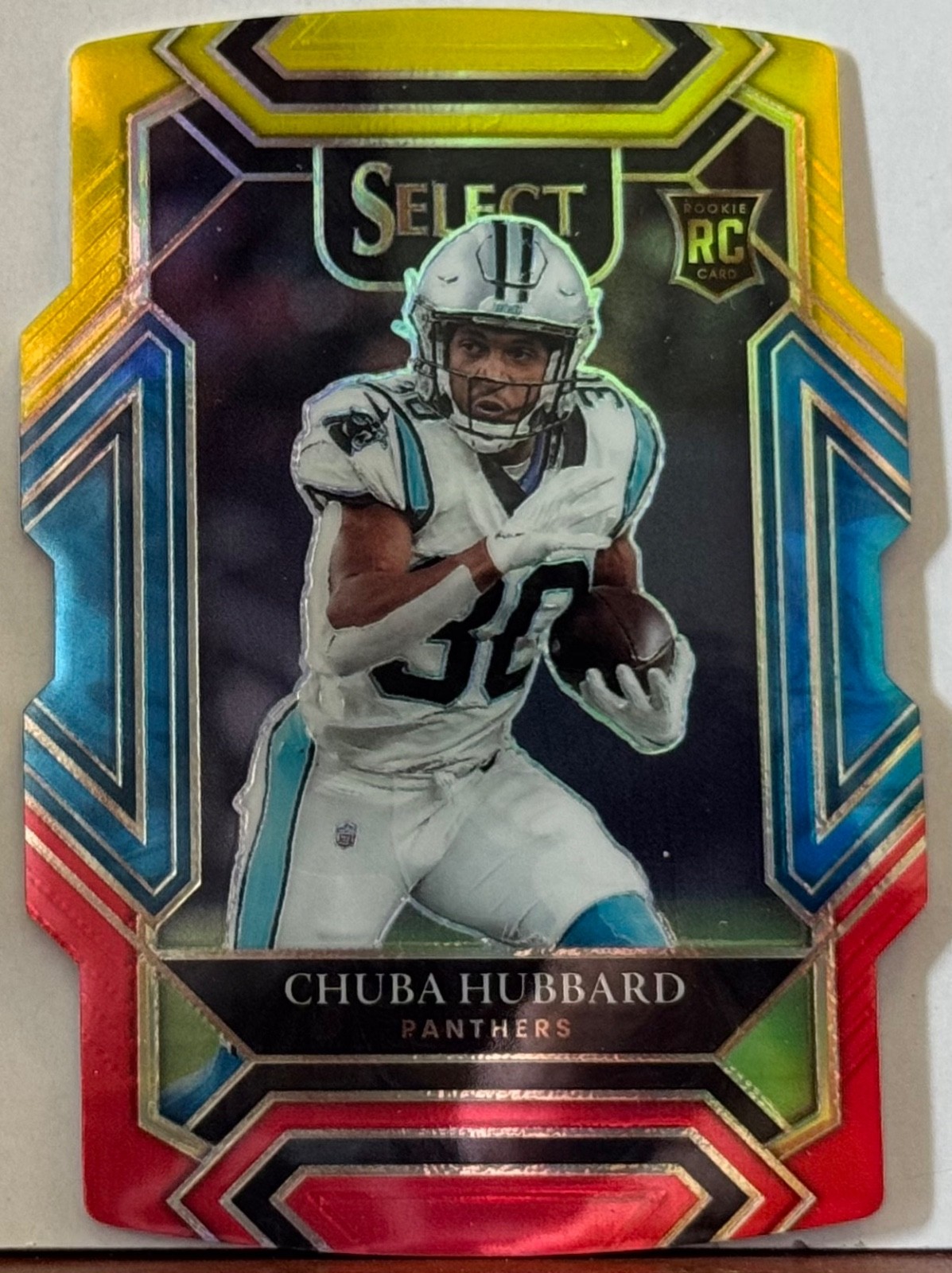 Chuba Hubbard 2021 Panini Select Club RC Rookie DIE CUT YELLOW RED #276 F10