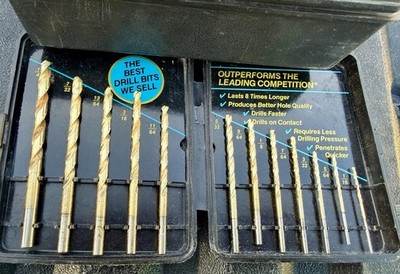 Vintage Craftsman 13-Pc Titanium Nitride Coated HSS Drill Bit Set 1/16''-1/4'' USA