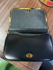 Vintage luxury Black Leather Frame Clutch