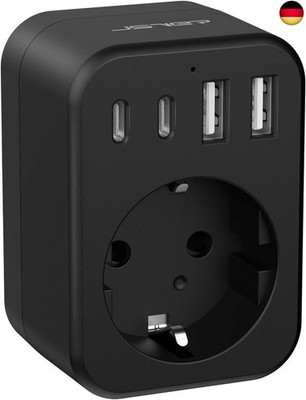 JSVER Reiseadapter, 5-in-1, französische Steckdose auf USA, mit 2 USB-A-Ports 