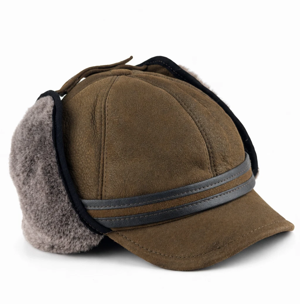 Handmade Real Shearling Leather Trapper Hat — Warm Winter Trapper Hat for men
Opens in a new window